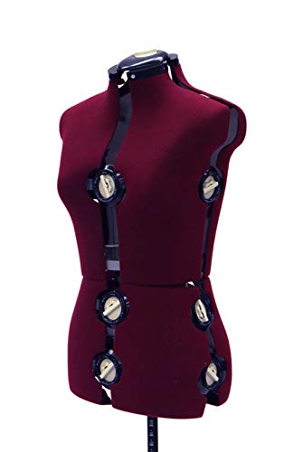 (JF-FH-2-EB) Female Adjustable Dress Form for Sewing - 12 Dial Fabric Female Adjustable Sewing Form with Base (Small)