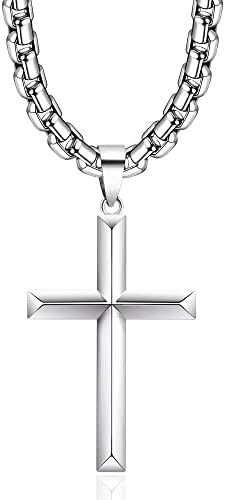 Cameido 925 Sterling Silver Cross Necklace for Men Women with
