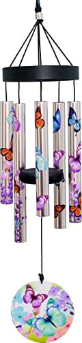 Spoontiques Butterfly Small UV Wind Chime - Outdoor Garden Décor - Decorative C…