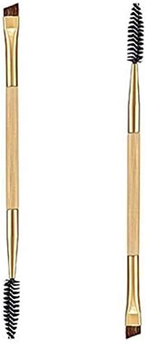 FUNSECO Eyebrow Brush, Eyebrow Comb Makeup Brush 2 Ended Bamboo Handle Cosmetic Tool for Eyebrows Eyelining and Eyelashes - 2 Pack