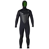 Hyperflex Wetsuits Men's Voodoo 6/5/4mm Hooded Front Zip Fullsuit, Black, Medium Short