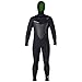 Hyperflex Wetsuits Men's Voodoo 6/5/4mm Hooded Front Zip Fullsuit, Black, Medium