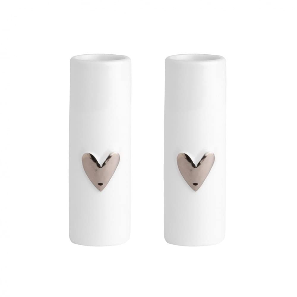 Mini Vases Heart Set of 2 Silver
