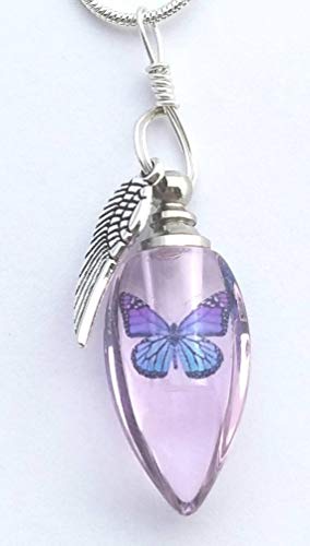 Cremation Urn Bead Butterfly Angel Wing Sympathy Gift Sterling Silver Necklace - Thumbnail 4