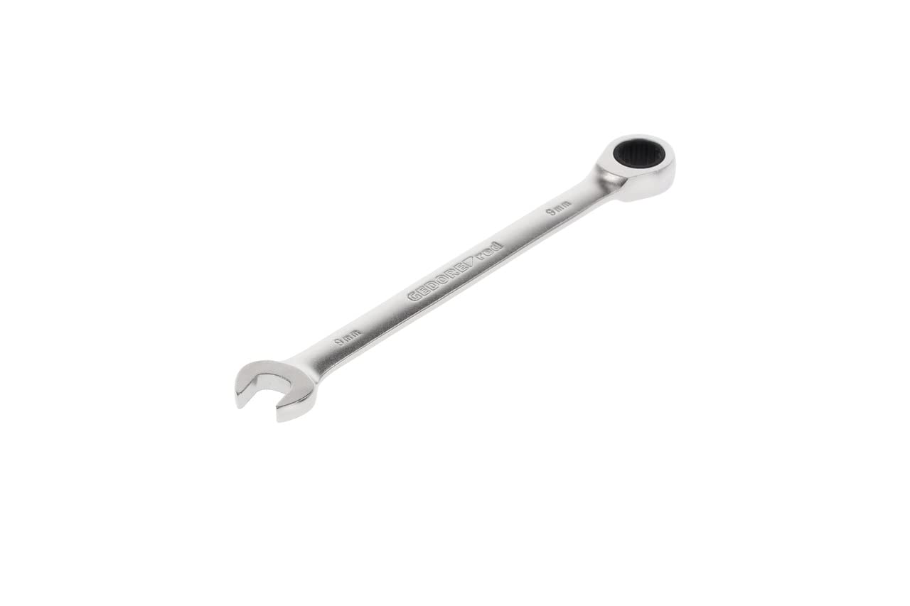 GEDORE red Combination ratchet spanner, with ratchet, AF 9 mm, Flat, Bi-hex, Spanner, R07100090