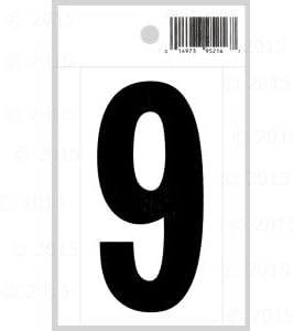 3" - 9 Straight Black On White Number (12 pieces)