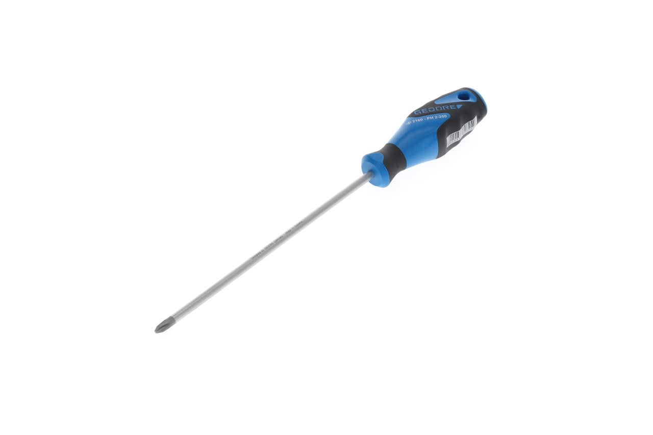 GEDORE Screwdriver Phillips PH2, Screwdriver, 3-component handle, length 310 mm, Tool, 2160 PH 2-200, Steel