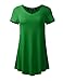 A.F.Y All For You Women's Short Sleeve V-Neck Flare Tunic Kelly Green XX-Large
