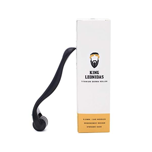 KING-LEONIDAS-05mm-Titanium-Derma-Roller-for-Beard-Growth-Beard-Roller-also-for-Hair-Regrowth-Pigmentation-Fine-Lines-Acne-Scar-Wrinkle-Treatment-Includes-Travel-Case KING LEONIDAS Derma Roller | 540 0.5MM Titanium Needles | Beard Roller for Hair and Beard Growth | Derma Roller Hair…