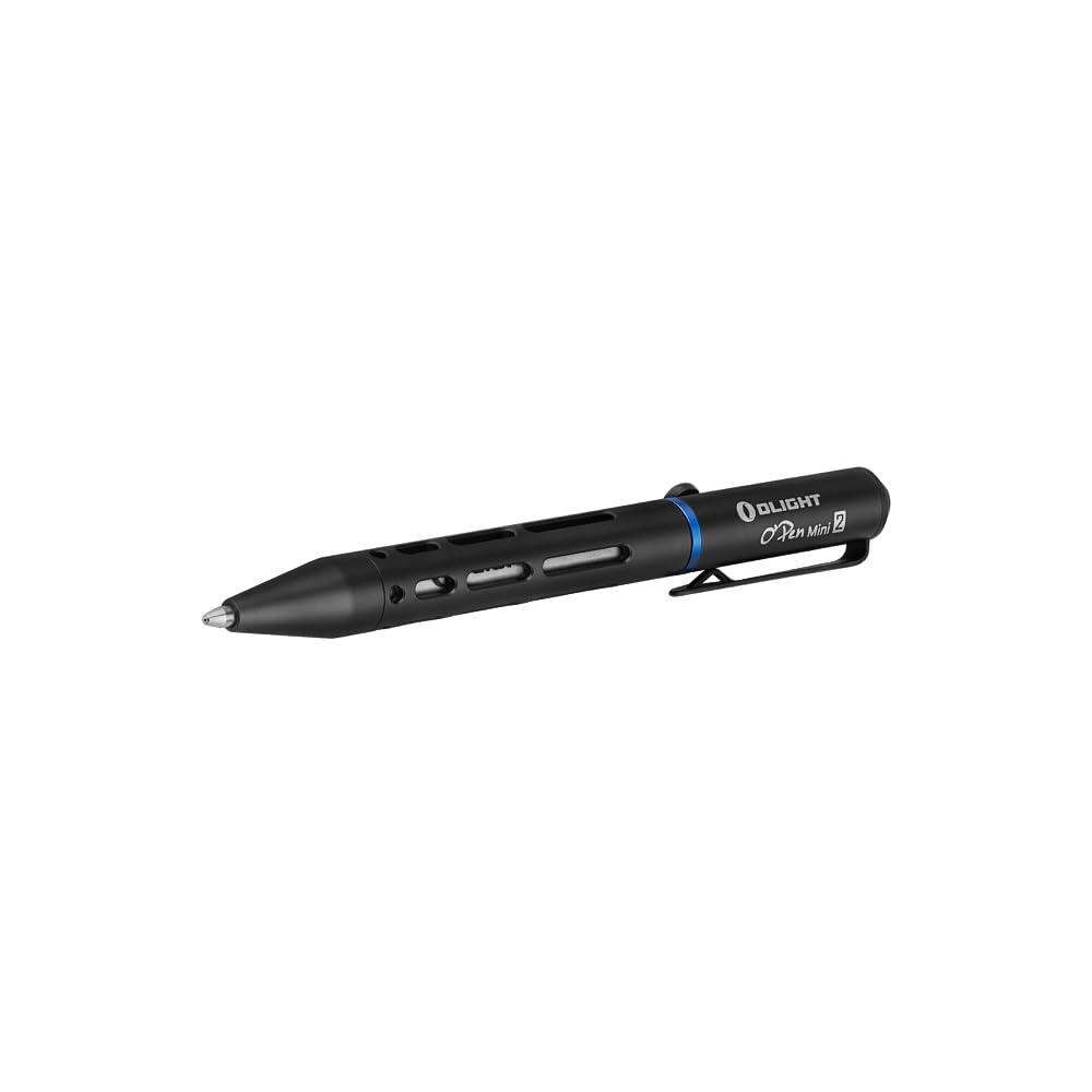OLIGHT O'Pen Mini 2 Ballpoint Pen, Switch between Replaceable Black Ink and Alloy-Enhanced Pencil by Reverse S-Shaped Bolt-Action for Everyday Carry, Office Use, Outdoor Work(Black)