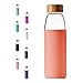 veegoal 18 Oz Borosilicate Glass Water Bottles with Bamboo Lid, BPA-FREE, Non-Slip Silicone Sleeve, and Stainless Steel Leak Proof Lid - Reusable Glass Bottle for Men and Women