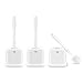 Topsky 3 Pack Toilet Brushes with Holder Set, Compact Toilet Bowl Brush Cleaner with Storage Caddy Long Handle Stiff Bristles Brush, White