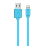 [Apple MFi Certified] Lightning To USB Cable Unique TangleFree Flat Style 4 Ft /1.2m Length Slim Connector Head for iPhone iPad Blue by Chromo Inc