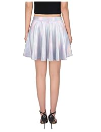 Mini falda de patinador plisada metálica brillante para dama