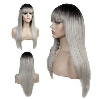 Amazon 人工毛ウィッグ 女性用 ストレート ゴールド ボブスタイル