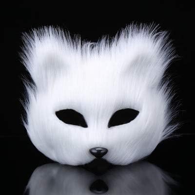 Mydio Halloween Costume Party Arctic Fox Half Face Veil Eye Mask