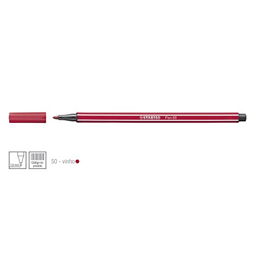 Stabilo Pen 68 Coloring Felt-tip Marker Pen, 1 mm - Dark Red Ink