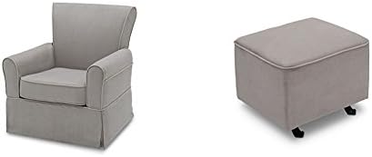 Delta Furniture Benbridge Glider Swivel Rocker Chair with Gliding Ottoman, Dove Grey with Soft Grey Welt