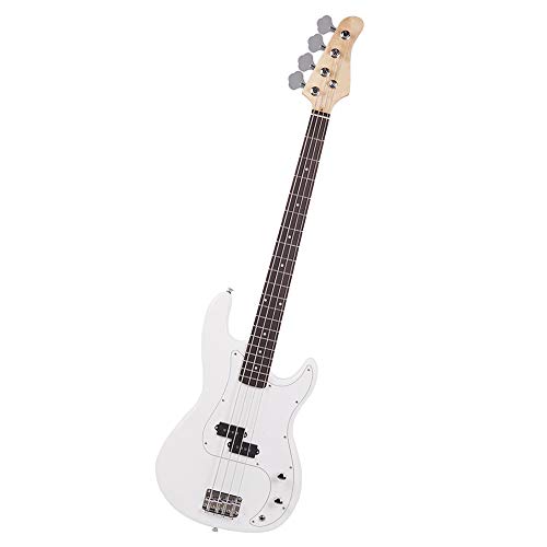 Z ZTDM Electric Bass Guitar Full Size 4 String Exquisite Burning Fire Style Electric Bass for Adult Student White