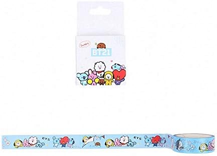 BTS Bangtan Boys Stickers Cartoon Washi Tape for DIY Craft Scrapbooking Planner (White)