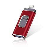 LISHENFA USB Flash Drive Photo Stick 256GB for iPhone, iPhone External Memory for iPhone, Android, PC Photos and Mobile Phone and Computer Compatible 3.0 Flash Drive (red -256GB)