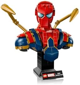 | Marvel Busto di Iron Spider-Man - Modellino da Esposizione per Adulti con 2 Braccia Mobili, Testa Girevole e Minifigure del Supereroe - Regalo da Collezione per i Fan degli Avengers - 76326