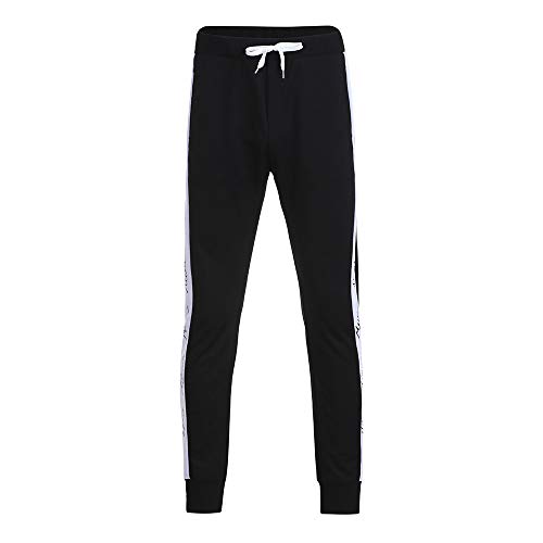 LISTHA Mens Sport Pants Joggers Casual Drawstring Sweatpants Letter Trousers White - Thumbnail 3