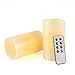 Kohree Flameless Candles LED Remote Control Candles Real Wax Battery Operated Retro Unscented Ivory Votive Pillar Candles Light, Warm White (Pack of 2)