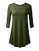 AMORE ALLFY Women's 3/4 Sleeve Round Neck Flare Hem Tunic Olive XXX-Large