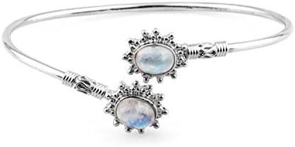 13.75gms,4.75ctw Genuine Gemstone & Solid .925 Sterling Silver Cuff Bangle Jewellery
