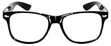 Retro 80's Black Shiny Frame Clear Lens Glasses