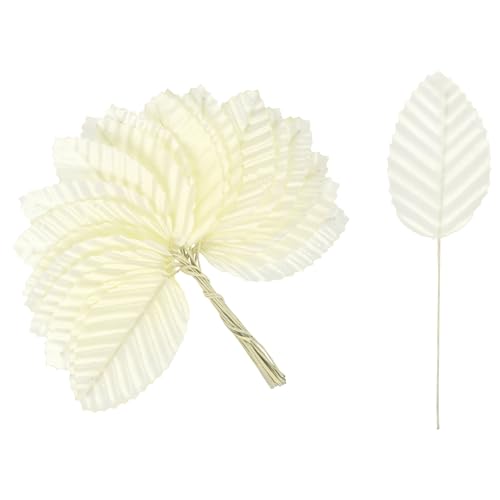 uxcell Artificial Silk Leaf Fabric Floral Fake Wire Crafts… at Amazon