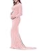 Saslax Maternity Elegant Fitted Maternity Gown Long Sleeve Slim Fit Maxi Photography Dress Pink S