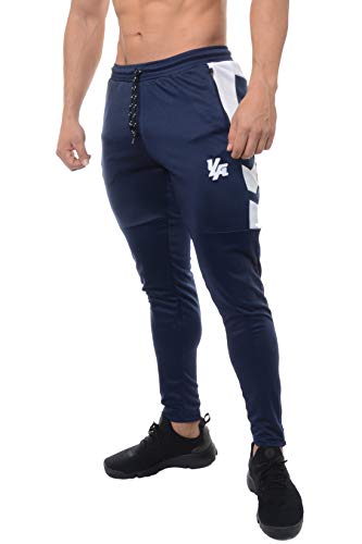 YoungLA Track Pants Men Workout Athletic Joggers Training Tapered Gym 205 Nvywht L Navy White