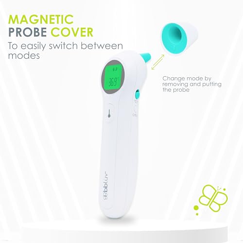 bblüv - Orä - Non-Contact Digital Infrared Thermometer, Ear Thermometer - 5 in 1 in LED Display, for Babies, Children, and Adults Tracking Fever Indicator – Fast 1 Second Temperature