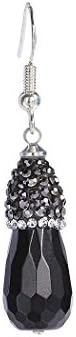 ART KIM Pave Rhinestone Crystal Cap Colorful Candy Gemstone Pendant Drop Earrings (Black)