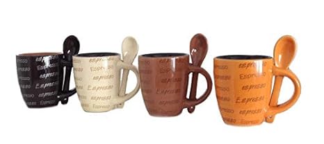 dekoandmore24 Espressotassen 8tlg. Set mit 4 Tassen und Passendem Löffel