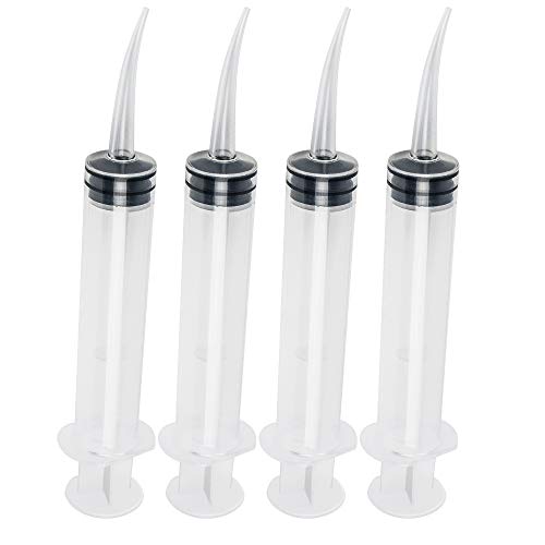 Careshine 4pcs Disposable Dental Irrigation Syringe With Curved Tip