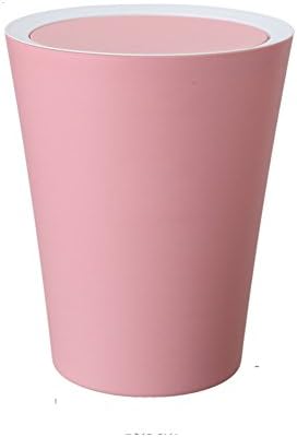 Plastic Round Swing Lid Trash Can Kitchen/Bathroom/Bedroom/Office Trash Can - 9 Liter / 2.4 Gal (Pink)