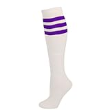 Retro Tube Socks - White w/ Purple (Knee High)