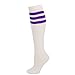 Retro Tube Socks - White w/ Purple (Knee High)