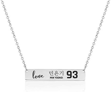 dfhdrtj Popular Kpop BTS Bangtan Boys Same Paragraph Necklace Stainless Steel Letter Lettering Tag Girls Clavicle Chain Girls Necklace Gifts for Fans