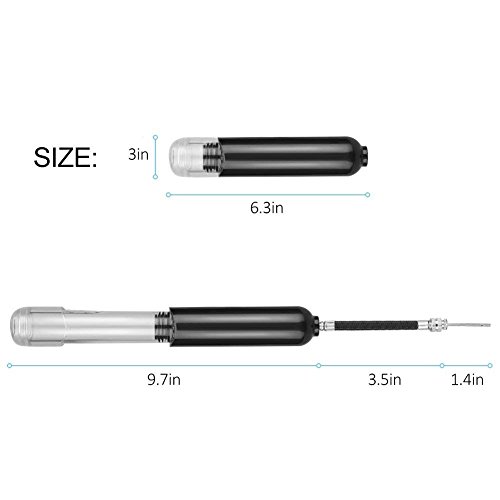 Inflator Black Bike Ball Pump With 3 Needles and 2 Nozzle Premium Hose Holder- Dual Action for Faster Inflation 6 Inches Air Pump for Yoga Ball,Soccer Ball, Basketball, Volleyball, Balloons, Bicycles