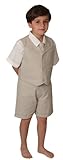 Gino Giovanni Baby and Toddler Boy Summer Cotton/Linen Blend Suit Vest Short Set