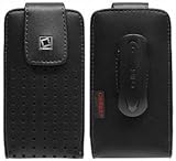 Asus PadFone X Mini - (Oversized Case to accommodate Skin or Cover on you phone) Teramo Vertical European Leather Case Pouch Built In Magnetic Flap and 2 Belt Clips (Fixed & Swivel)