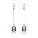 DIAMOVI Freshwater Cultured Genuine Pearls Jewelry Set With Necklace & Long Water Drop Earrings 925 Sterling Silver Plated -Stunning Wedding Bridal Jewelry-Luxury Style-(Purple)
