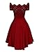 Dreaweet Women's Off Shoulder Lace Boat Neck Vintage Cocktail Party Wedding Dresses Red