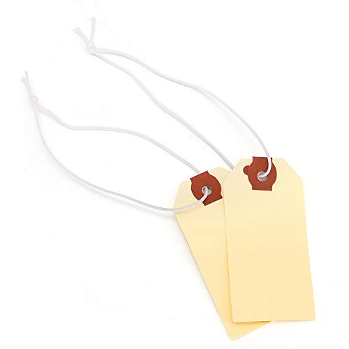 Pack of 100 Manila Shipping Tags 1 3/8 Inch X 2 3/4 Inch. Come with Elastic Rubber Bands. Double Layer Reinforced Eyelets. Durable and Reusable. - Thumbnail 6