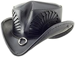 Black Leather Western/Cowboy Pointed Brim Hat - "Desperado" - Rocker Hat - Burning Man