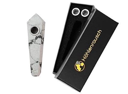 Edle Pur Pfeife aus Bergkristall inkl. 3 Sieben von Höhlenrausch | Geschenkbox Set | Magnesit